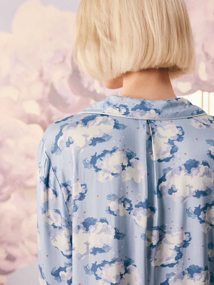 Cath Kidston Blue Silver Lining Button Up Pyjama Set - Image 5 of 5
