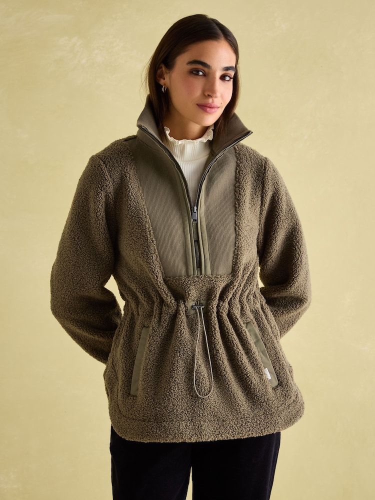 Joules Thurlston Khaki Green Borg Fleece - Image 1 of 7