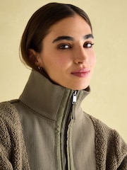 Joules Thurlston Khaki Green Borg Fleece - Image 6 of 7