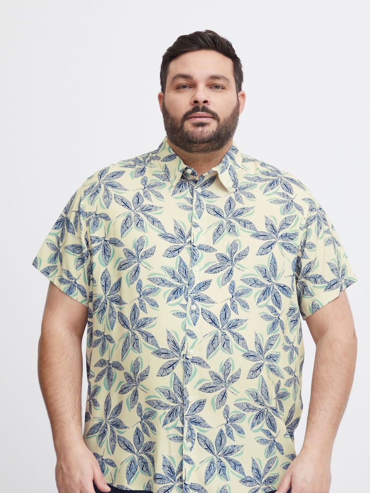 Blend Cream Leaf Printed Short Sleeve Shirt - Image 1 of 5