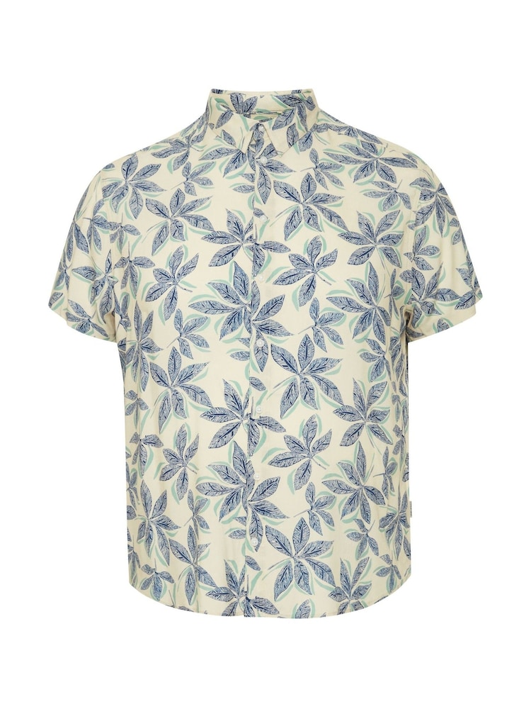 Blend Cream Leaf Printed Short Sleeve Shirt - Image 5 of 5