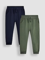 JoJo Maman Bébé Khaki & Navy Blue 2-Pack Fitted Joggers - Image 1 of 7