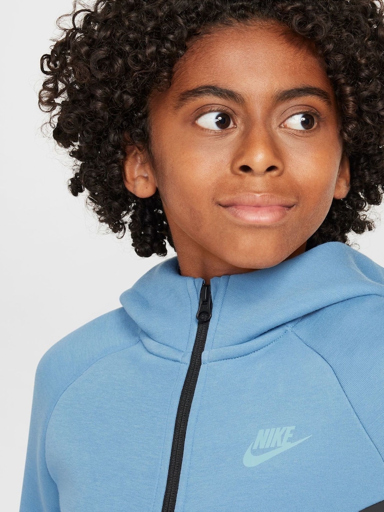 Nike Glacier Blue BeigeWhite Tech Fleece Zip Up Hoodie - Image 4 of 9