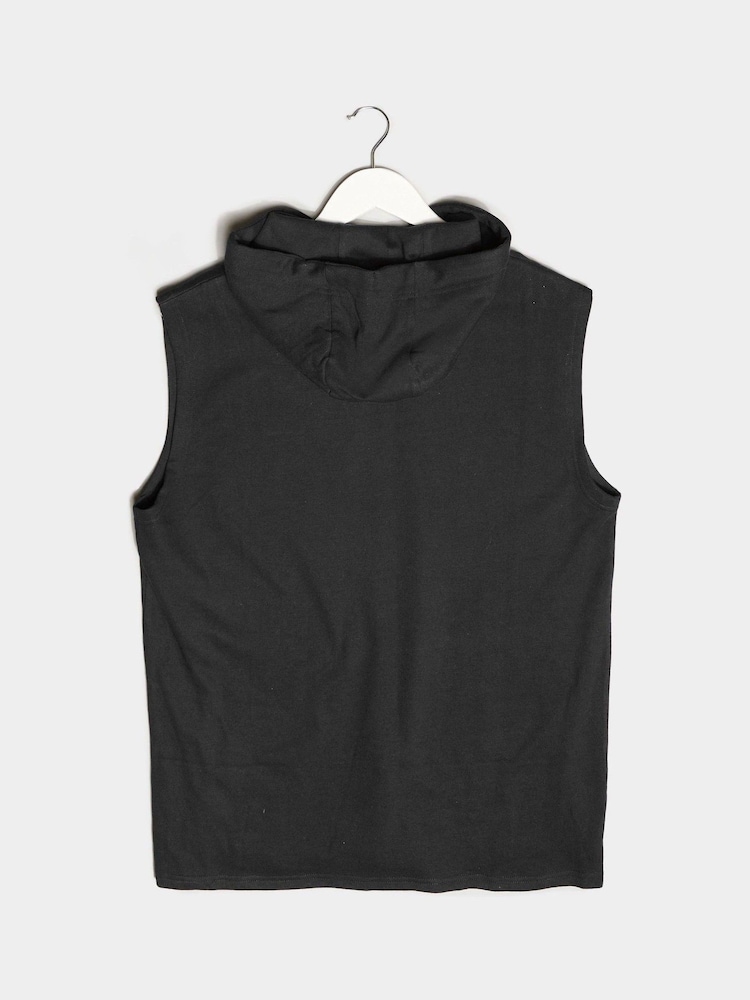 BadRhino Big & Tall Black 100% Cotton Essential Sleeveless Hoodie - Image 3 of 3