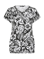 Yours Curve Black Tropical Print Bubble Hem Top - Image 5 of 5
