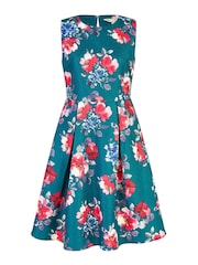 Yumi Green Jacquard Winter Floral Skater Dress - Image 5 of 5