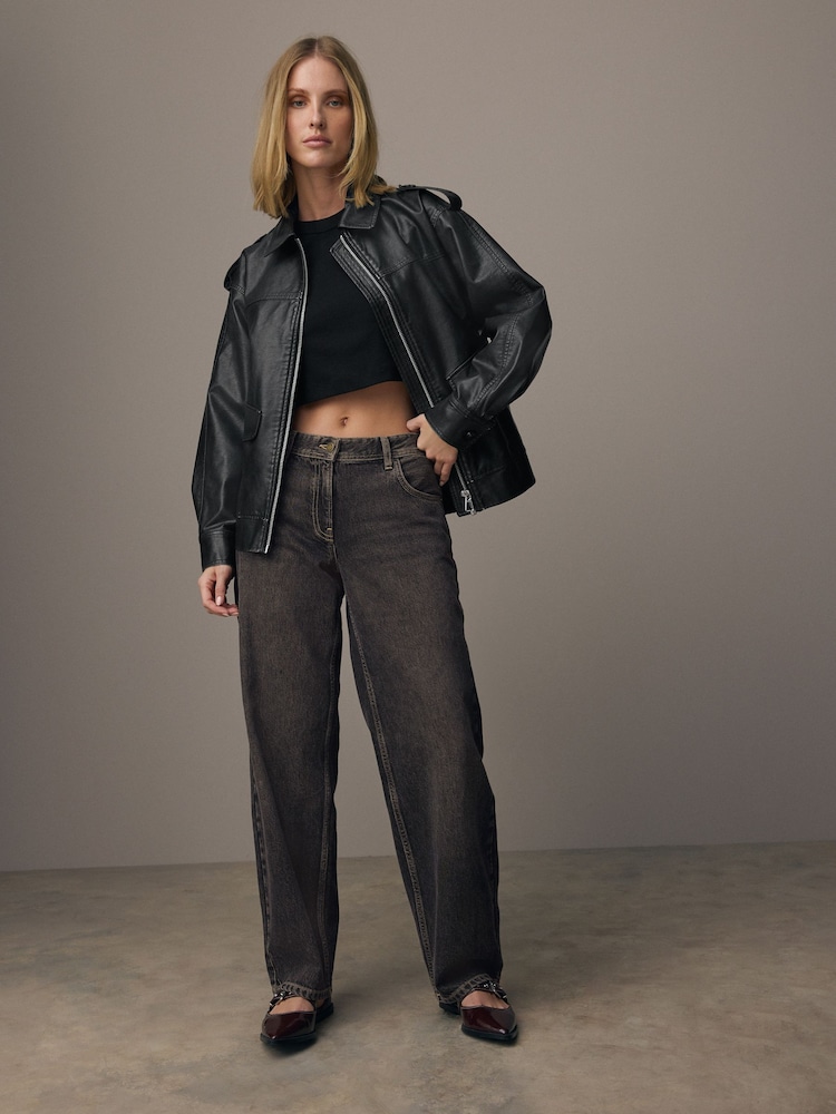 Washed Black Baggy Wide leg Jeans - Image 1 of 9