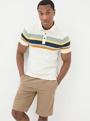 FatFace Natural Perranporth Chest Stripe Polo Shirt - Image 1 of 4