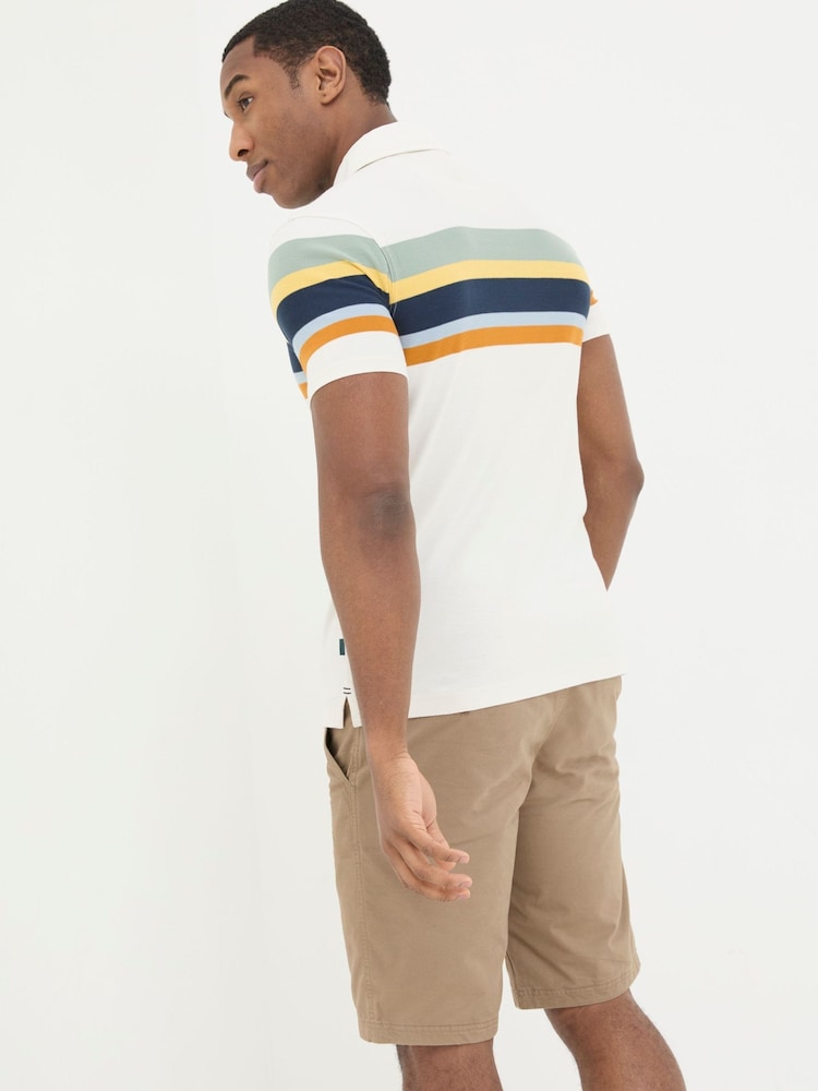 FatFace Natural Perranporth Chest Stripe Polo Shirt - Image 2 of 4