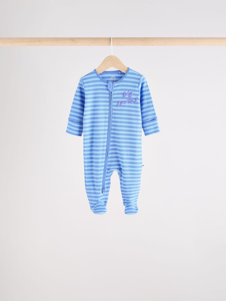Blue Baby Zipped Sleepsuits 4 Pack (0mths-2yrs) - Image 4 of 14