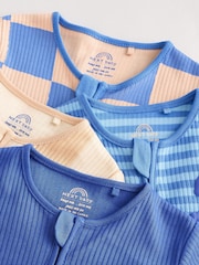 Blue Baby Zipped Sleepsuits 4 Pack (0mths-2yrs) - Image 9 of 14