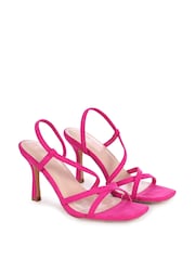 Linzi Pink Silvie Faux Suede Strappy Heeled Sandals - Image 3 of 4