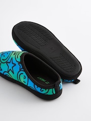 Blue Green Happy Face Warm Lined Mule Slippers - Image 5 of 5