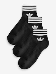 adidas Black/White Trefoil Ankle Socks 3 Pack - Image 1 of 4