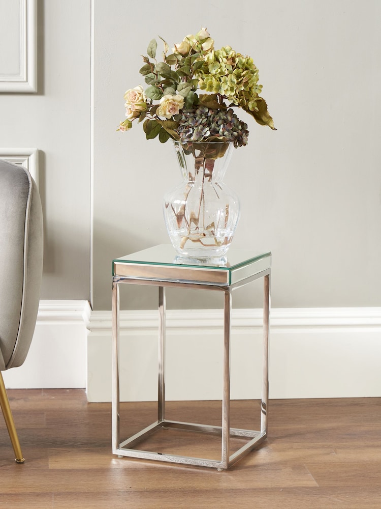 Pacific Mirrored Glass and Metal Small Square Side Table - Image 1 of 4