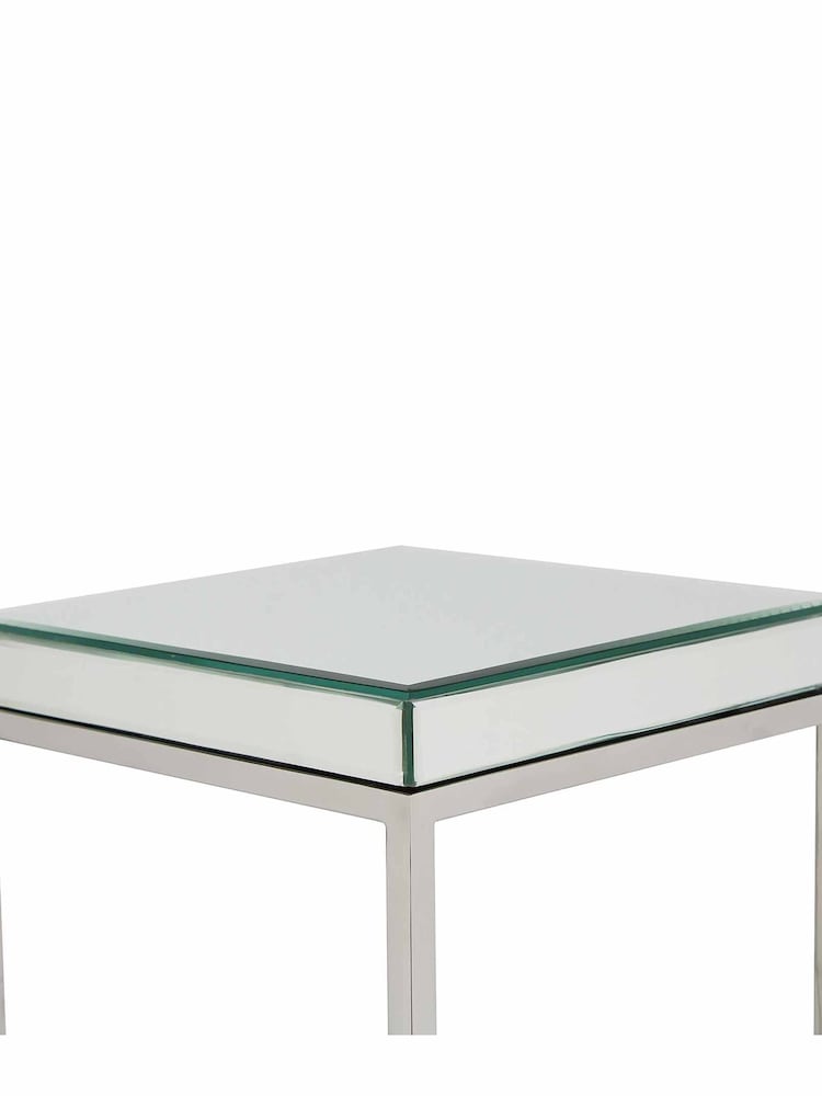 Pacific Mirrored Glass and Metal Small Square Side Table - Image 4 of 4