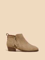 White Stuff Natural Acacia Suede Fringe Ankle Boots - Image 1 of 4