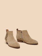 White Stuff Natural Acacia Suede Fringe Ankle Boots - Image 2 of 4
