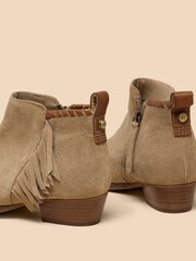 White Stuff Natural Acacia Suede Fringe Ankle Boots - Image 4 of 4