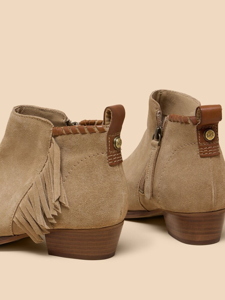 White Stuff Natural Acacia Suede Fringe Ankle Boots - Image 4 of 4