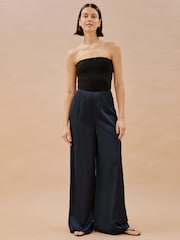 Albaray Blue Satin Wide Leg Trousers - Image 1 of 6