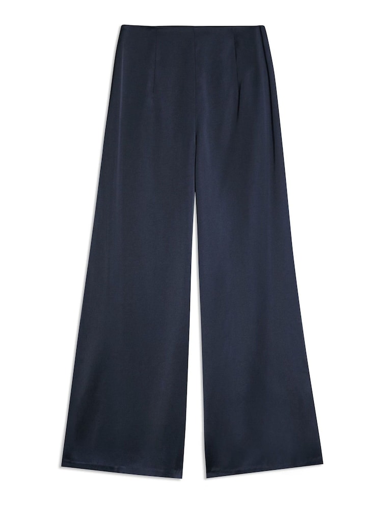 Albaray Blue Satin Wide Leg Trousers - Image 6 of 6