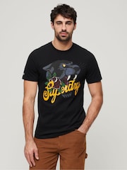 Superdry Black 100% Cotton Tattoo Script T-Shirt - Image 1 of 6