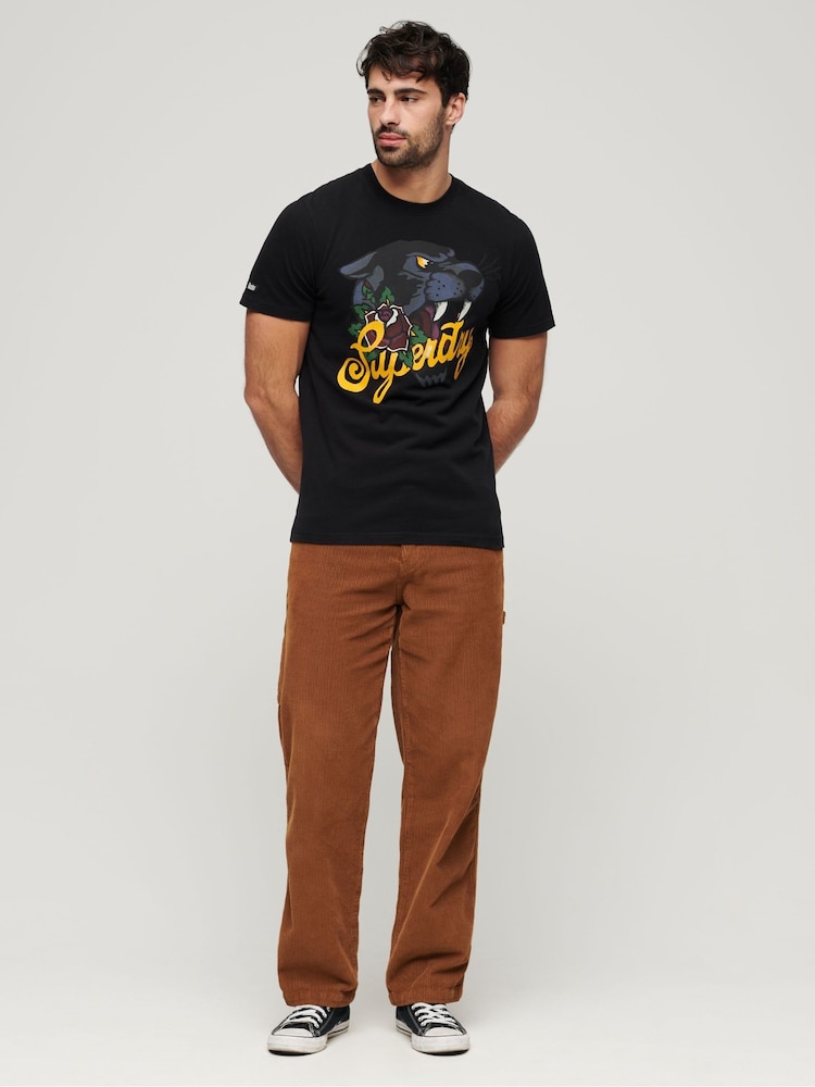 Superdry Black 100% Cotton Tattoo Script T-Shirt - Image 2 of 6
