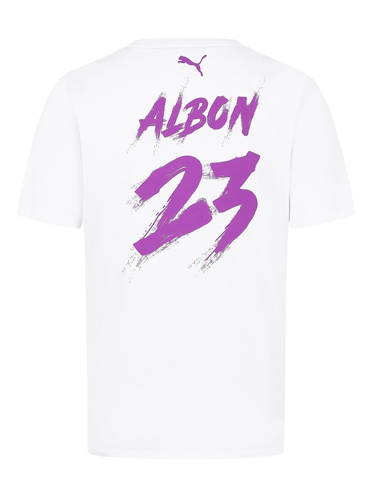 Fanatics 100% Cotton Williams Racing Puma Alex Albon White T-Shirt - Image 2 of 3
