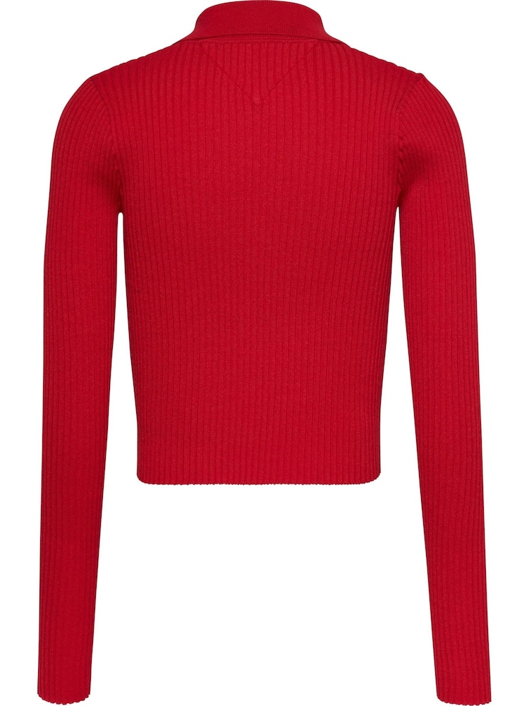 Tommy Jeans Red Half Zip Through Jumper - Image 2 of 3