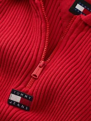 Tommy Jeans Red Half Zip Through Jumper - Image 3 of 3