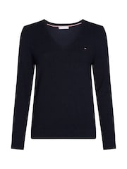 Azul - Tommy Hilfiger Jersey Stitch V-Neck Dress - Imagen 5 de 7