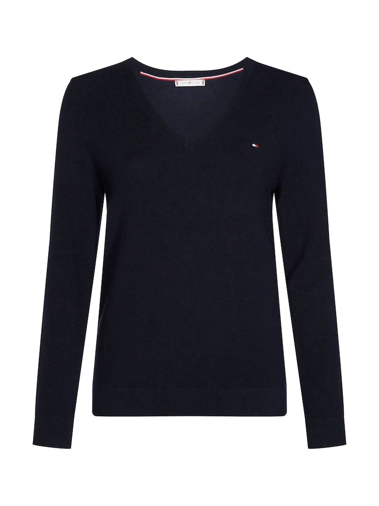 Tommy Hilfiger Blue Jersey Stitch V-Neck Dress - Image 5 of 7