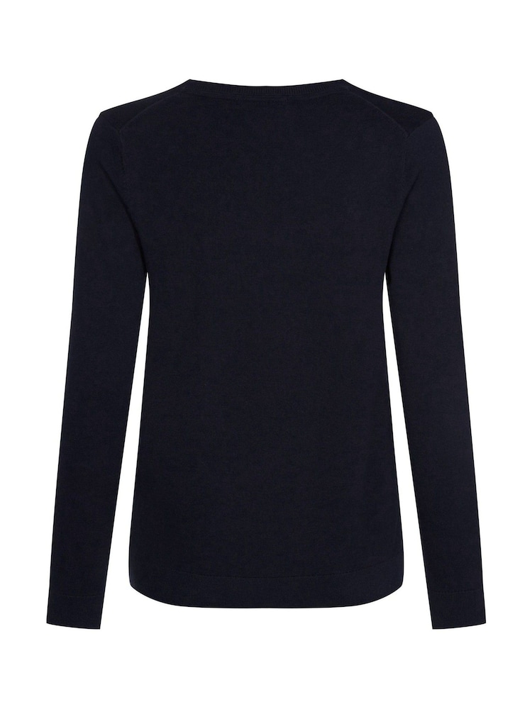 Tommy Hilfiger Blue Jersey Stitch V-Neck Dress - Image 6 of 7