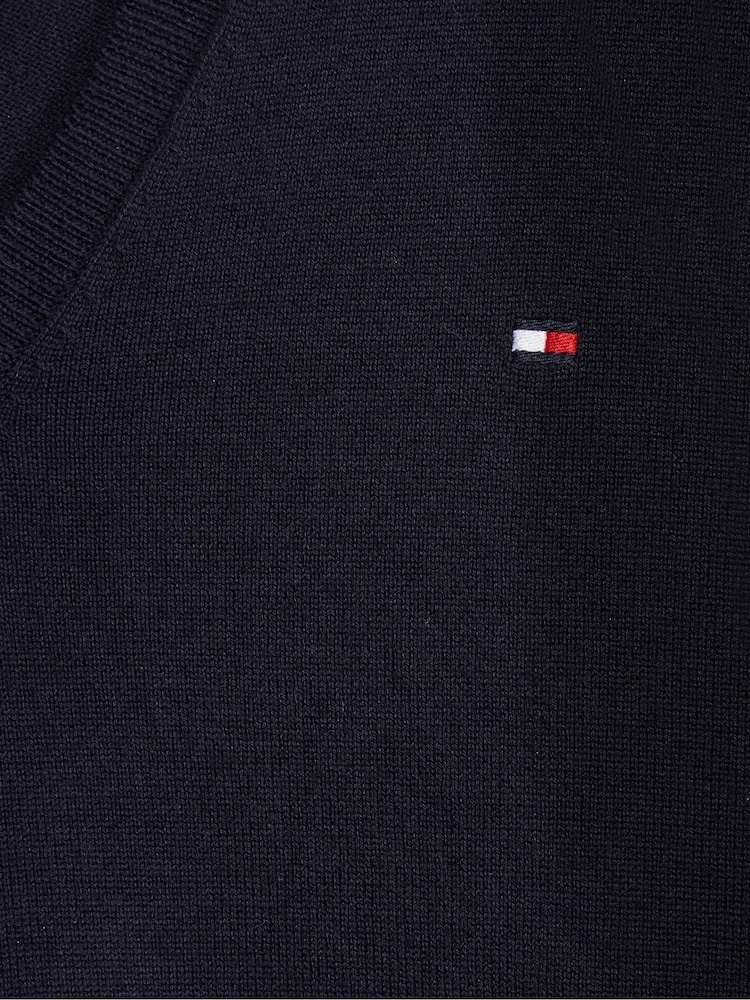 Azul - Tommy Hilfiger Jersey Stitch V-Neck Dress - Imagen 7 de 7