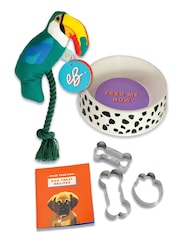 Emily Brooks Dalmation Print Dog Bowl, Treat Kit & Toucan Toy Set - Image 1 of 6