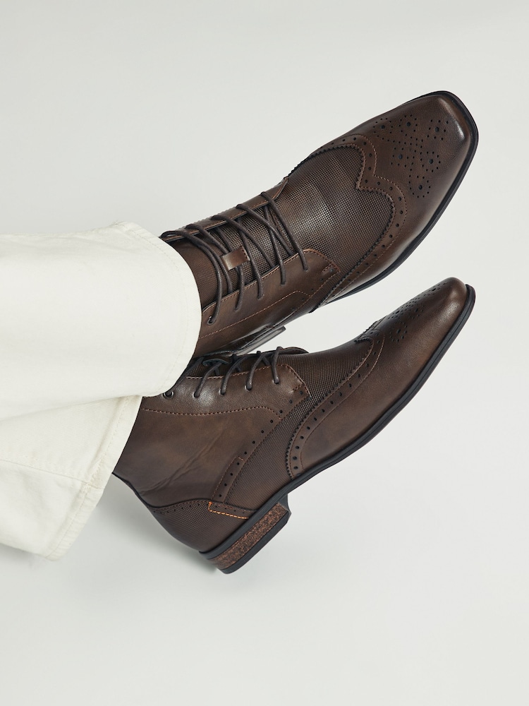 Tan Brown Brogue Chukka Boots - Image 1 of 7