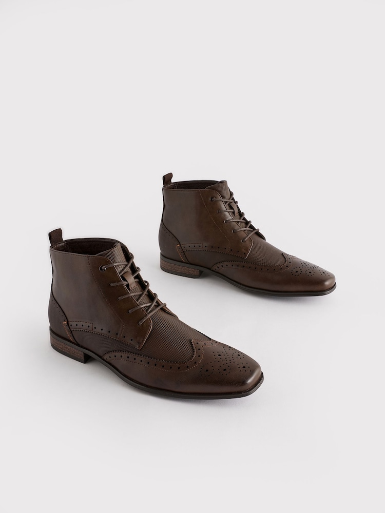 Tan Brown Brogue Chukka Boots - Image 2 of 7