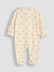 JoJo Maman Bébé White Floral Pretty Printed Collar Sleepsuit - Image 6 of 7