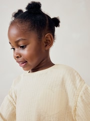 Cream 100% Cotton Long Sleeve Textured Top (3mths-7yrs) - Image 3 of 6