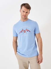 Crew Clothing 100% Cotton Embroidered Double Flag T-Shirt - Image 1 of 4