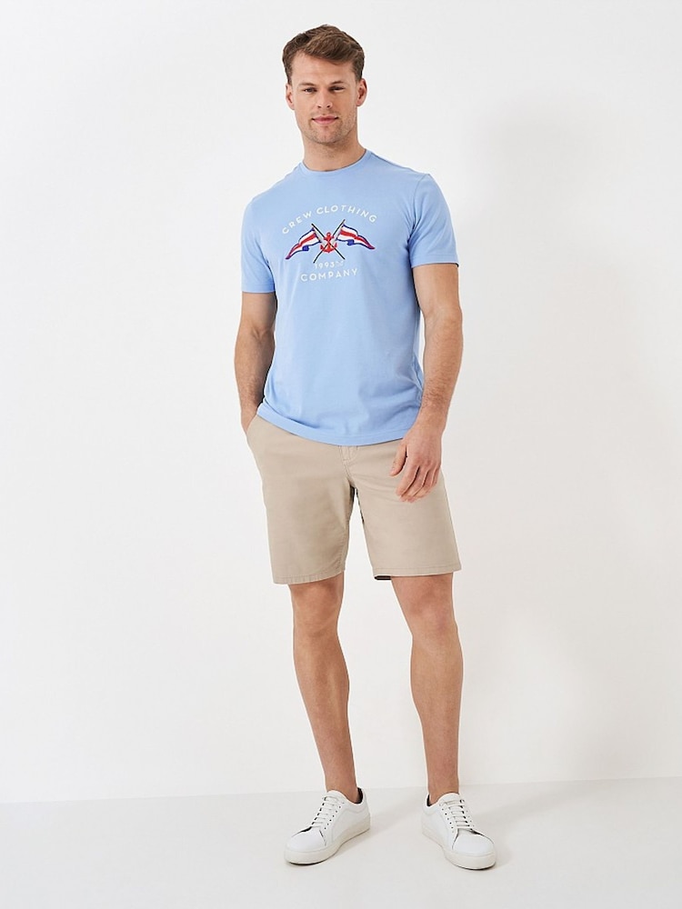 Crew Clothing 100% Cotton Embroidered Double Flag T-Shirt - Image 2 of 4