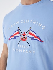Crew Clothing 100% Cotton Embroidered Double Flag T-Shirt - Image 4 of 4
