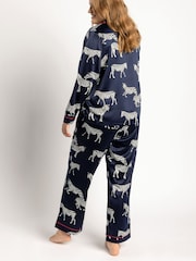 Chelsea Peers Blue Curve Satin Zebra Print Long Pyjama Set - Image 2 of 5