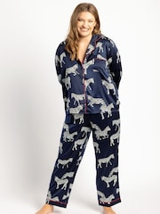 Chelsea Peers Blue Curve Satin Zebra Print Long Pyjama Set - Image 5 of 5