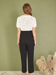 Yumi White Cotton Crochet Knitted 100% Cotton Top - Image 4 of 5