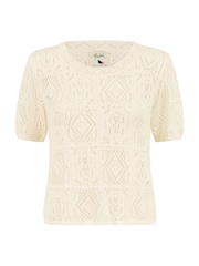 Yumi White Cotton Crochet Knitted 100% Cotton Top - Image 5 of 5
