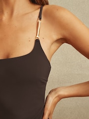 Reiss Chocolate Imogen Chain Detail Underwired Swimsuit - Image 4 of 6