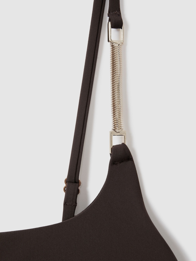 Reiss Chocolate Imogen Chain Detail Underwired Swimsuit - Image 6 of 6