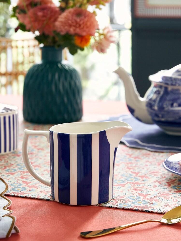 Spode Blue Steccato Milk Jug - Image 2 of 7